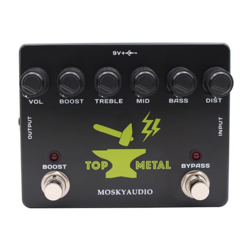 Kdjuope Audio Processor Distortion Stompbox Guitar Effects Pedal Unit With Six Control Knobs Footswitch Extra Gain Metal Case suitable for club gigs studio mixing rehearsal gift giving
