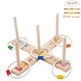 木製 輪投げゲーム パズルゲームおもちゃ モンテッソーリ 輪投げおもちゃ 子供おもちゃ 屋内 投げリング 知育玩具 (ナチュラル)