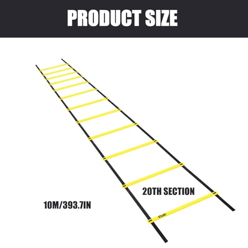 10m Koordinationsleiter, Trainingsleiter Set, Fussball Trainingszubehör Kinder Koordinationsleiter, Speed Ladder mit Tasche, Trainieren Kraft, für Koordinationstraining, Fussball Training, Basketball