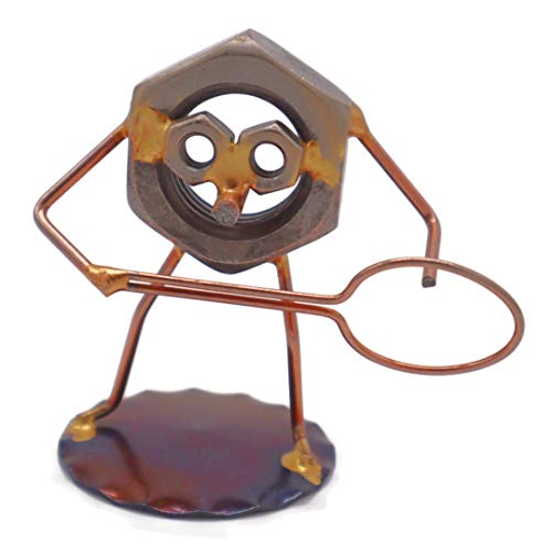 Tennis Nut Collectible Handmade Metal Art Figurine, Desk Accessories, Trophy, Boss Gift, Home Office Décor #TOP11