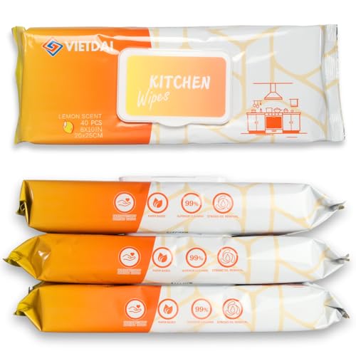 VIETDAI Toallitas Limpieza Cocina, 160 Unidades Toallita Para Placa De InduccióN Grande Y Grueso, Toallitashúmedas Desengrasantes Cocina Aplicable A Limpiar Estufas, Horno, Campana Extractora