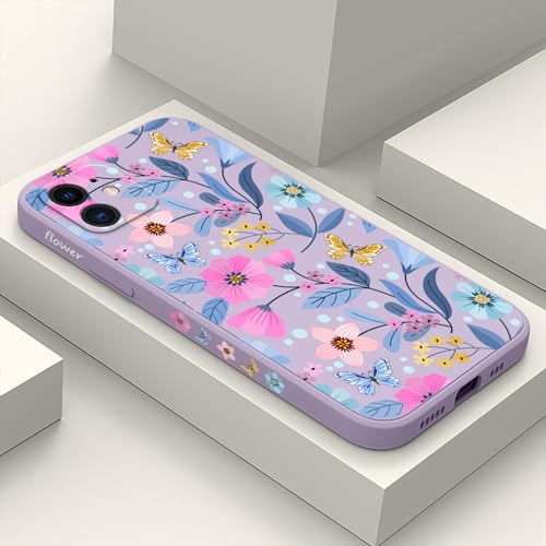 Coque silicone iPhone 11 fine anti-rayures violette fleur LEECG