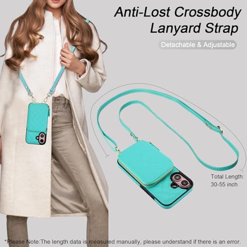 Bocasal Crossbody Wallet Case Card Holder for iPhone 16, Mint Green by Bocasal - Used condition - Image 5