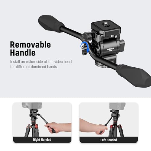 image for NEEWER Tripod Fluid Head with Quick Release Plate & Handle, Metal Pan 