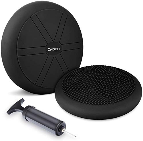 CPOKOH Balance Cushions,Wobble Cushion,Balance Disc,Wobble Seat, Air Stability Core Trainer,Balance Boards,Fitness Stability Pad (Black)