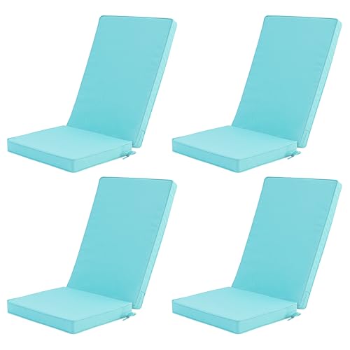 Outdoor Adirondack Chair Cushions Set of 4 - Removable Covers, Water-Repellent, Fade-Resistant, Non-Slip Bottom & Securing Straps, Universal Fit for Most Adirondack & Rocking Chairs - Light Blue