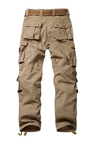 Trgpsg Men's Ripstop Wild Cargo Pants Multi-Pocket Military Army Camo Casual Work Combat Trousers 5335 Khaki 34 #TOP1