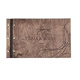 Enjoy The Wood Personalized Wooden Photo Album with Engraving - Handmade Scrapbook Album - Custom Memory Book for Wedding, Family & Special Moments - Photo Book Best Gift for Couple (Waves)