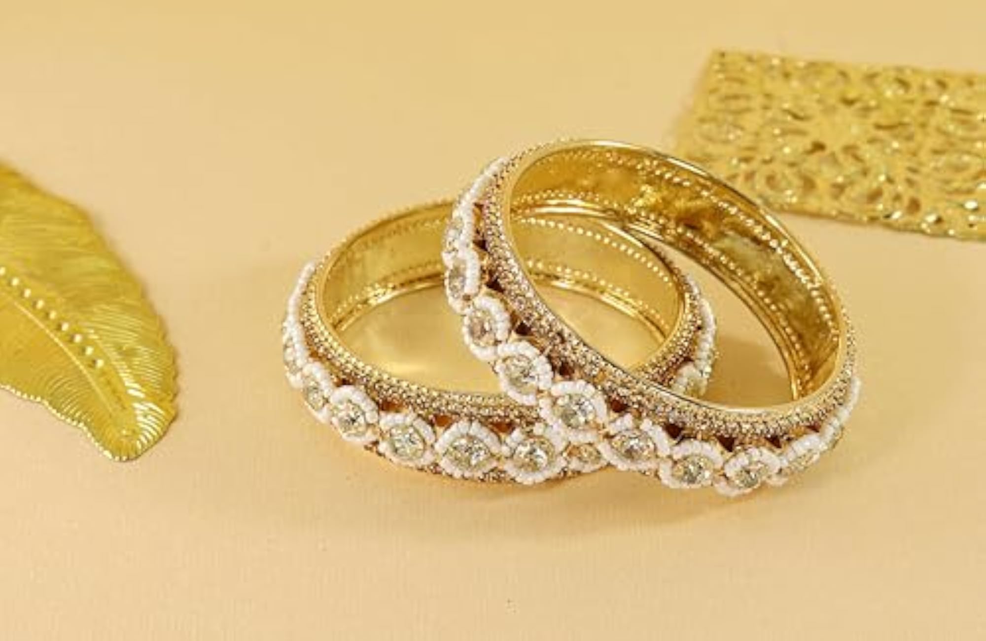 Latest Metal with Zircon Diamond & Moti Pearls Bangles