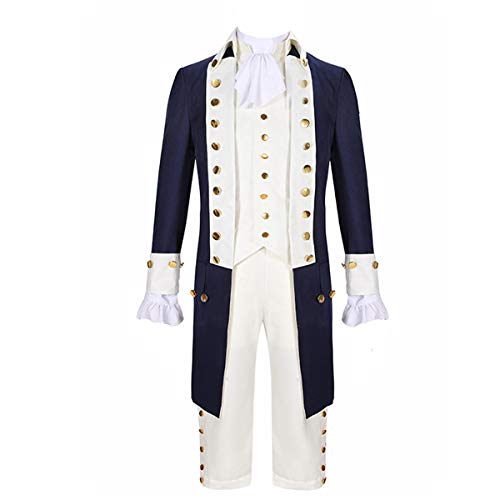 MIAOCOS Mens Medieval Costume Vintage Tailcoat Formal Uniform Adult Costume Victorian Colonial Frock Mens by MIAOCOS - Used condition - US$64.52