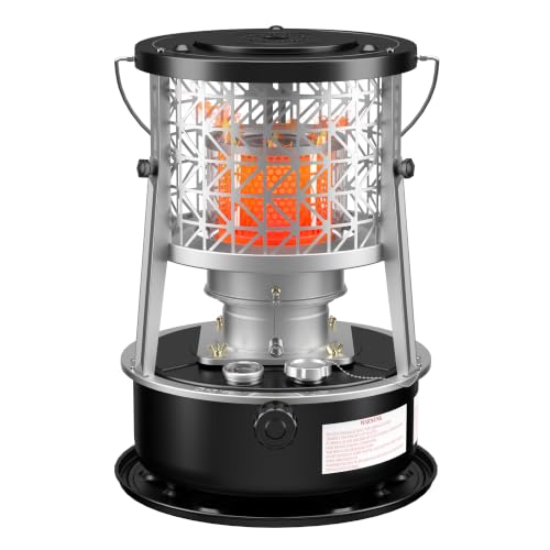 Pfctart Portable Paraffin Heater 5L with 360° Surround Burner, 10-20m² Heating Area