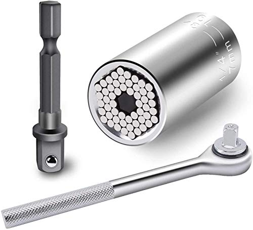 Eland Universal Socket Wrench 7-19mm Multi-Function Power Drill Ratchet Adapter 3pc Set