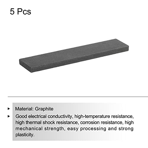 sourcing map 5 Stück Graphitblock Rechteck Graphit Elektroden Platte 100x20x5mm für Schmelzgießen Elektrolyse Galvanisieren