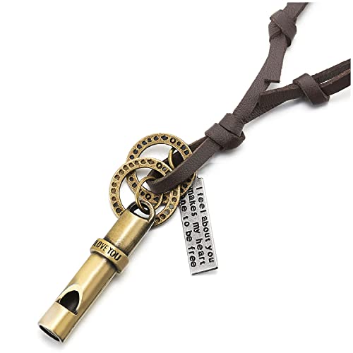COOLSTEELANDBEYOND Whistle Circle Pendant Necklace for Men Women with Adjustable