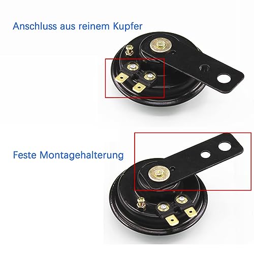Signalhorn Hupe 12V Laut, Universal Horn für Roller, Motorrad, Dreirad, Auto, E-Scooter - Extrem Laut 105db Wasserdicht
