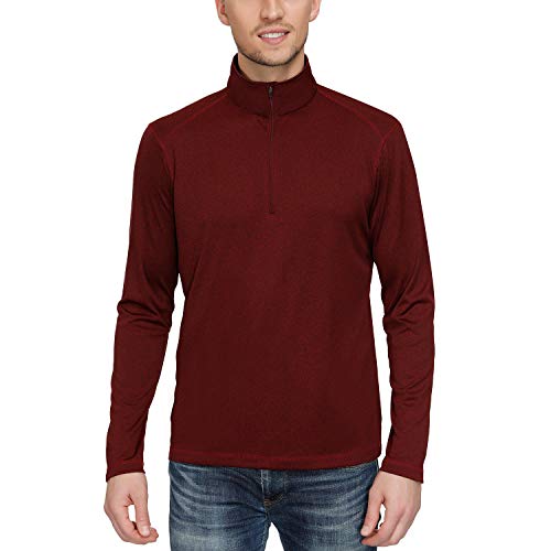 Men's Cool Dry Fit Long Sleeve Compression Shirts, Active Sports Base Layer T-Shirt, Athletic Workout Shirt(Wine Red,XL)