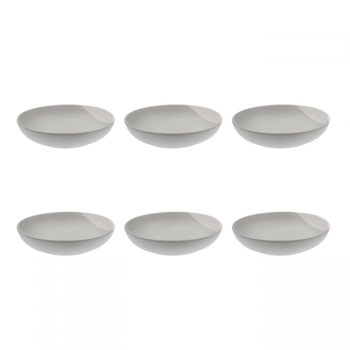 Lot de 6 Assiettes Creuses Ø22 cm en Céramique, Finition Veloutée, Tons Gris et Blanc, Pour Soupes et Plats en Sauce
