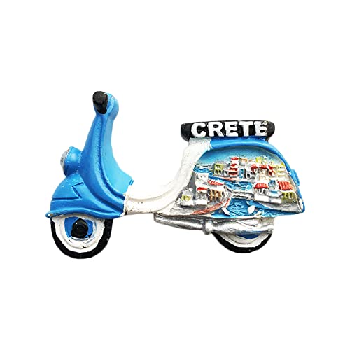 Crete Greece 3D Motorcycle Fridge Magnet Souvenir Gift,Resin Handmade Crete Refrigerator Magnet Home & Kitchen Decoration Collection