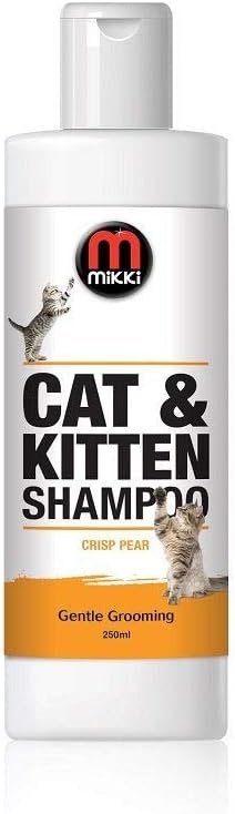 Mikki Cat & Kitten Shampoo, Low Foaming Formula, Easy Rinse, Gentle, Non-Irritating, 250 ml, Crisp Pear Fragrance