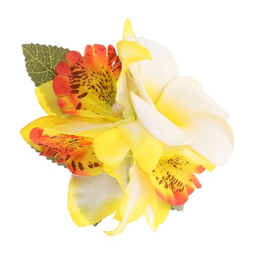 Pince latérale pour femmes avec fleurs de frangipanier hawaïennes de fête