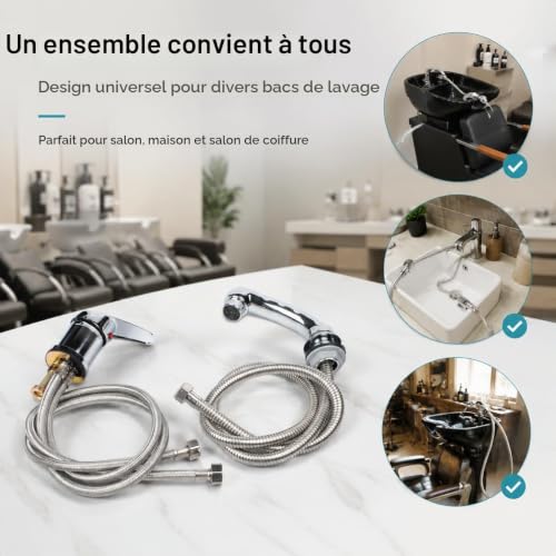 Cloudpower Robinets mitigeurs et robinets de douche à main, robinet de lavabo de coiffure, salon de coiffure, shampooing, lit, pulvérisateur, robinet mitigeur pour évier de douche avec tuyau pour – vue 3