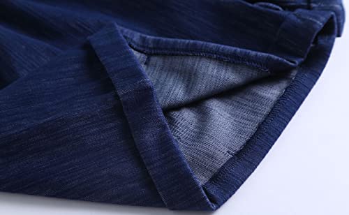 How'on Women's Elastic Waist Casual Comfy Cotton Beach Shorts With Drawstring Denim Blue Xl #TOP4