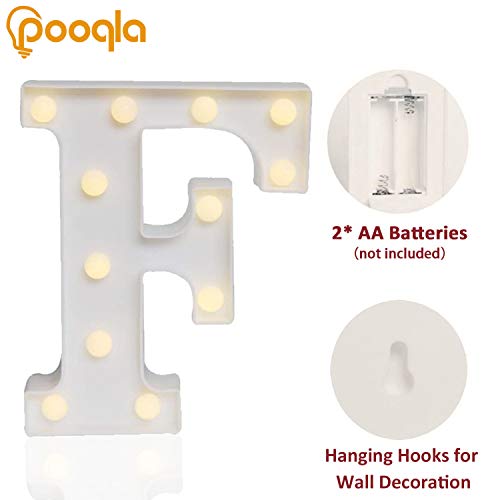 Pooqla Led Marquee Letter Lights Sign, Light Up Alphabet Letter For Home Party Wedding Decoration F #TOP1
