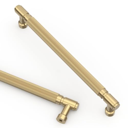 Asidrama 6 Pack 10 Inch(254mm) Champagne Bronze Cabinet Pulls Knurled Kitchen Cabinet Handles, Cabinet Pulls Kitchen Cabinet Hardware for Cupboard Drawer Pulls