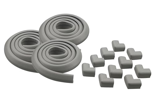 Image of WONDERLAND Corner Protector Baby Proofing, Soft Rubber Foam Corner Protector Guards, Kitchen & Furniture Corner Guard, Edge Safety Bumpers, 3M Adhesive (19.5ft Long Plus 10 Corners) (Moke Grey)