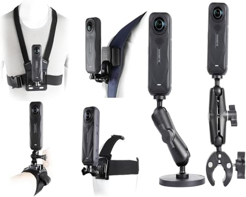 Insta 360 X5 用アクセサリーキット チェストマウント/バックパックマウント/ヘッドストラップマウントセット バックパック/ヘッドストラップマウントバンドル Insta360 X5/X4/X3/Ace Pro/Go3S用 GoPro Hero 13,DJI Osmo 360、DJIアクション5に対応