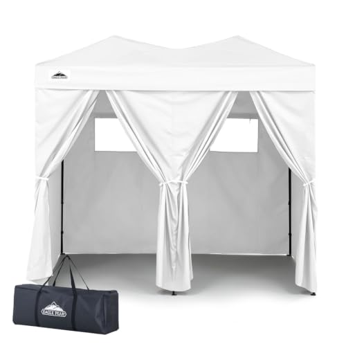 EAGLE PEAK Outdoor Pop Up Changing Room 8x4 ft, 2-Room Portable Privacy Shelter for Beach, Pool, Photoshoots or Dressing Room, White