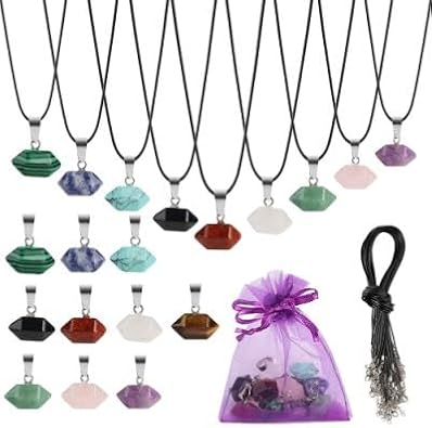 Zenkeeper Hexagonal Natural Crystal Pendant - Pointed Quartz Stone Drop/Heart Shape Healing Stone for DIY Necklace Jewelry Making