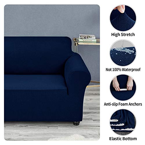 Joccun Stretch Couch Cover Slipcovers, 1-Piece Water Repellent Sofa Covers For 3 Cushion Couch Spandex Jacquard Washable Furniture Protector Cover For Living Room,Kids,Pets(Sofa,Navy) #TOP4