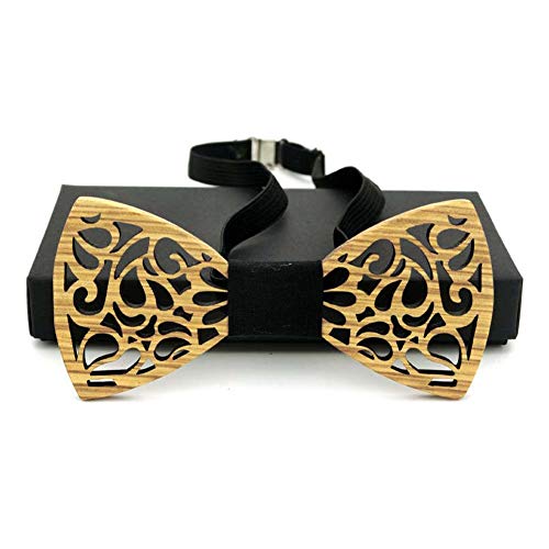 Niustore Nœud papillon ajouré en bois pour homme et femme - Jaune - Taille Unique Cover