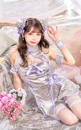 [Malymoon] コスプレ チャイナ 中華 和装 ホワイト ブルー 白 青 チャイナドレス 衣装 仮装 マリームーン 6点セット 10097 10098 詳細画像5