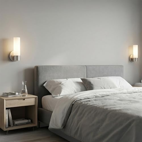 Kira Home Sol 10" Set of 2 Modern Wall Sconce with Frosted Cylinder Glass Shade, Linear Silver Wall Light, Brushed Nickel Finish by Kira Home - Used condition - Image 7