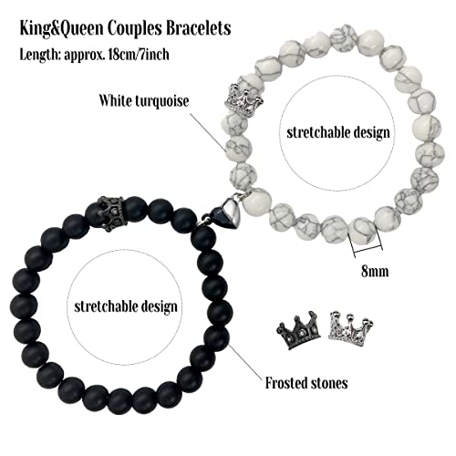 Ymeeaa Couples Bracelets King&Queen Crown His And Her Bracelets Heart Matching Bracelets Long Distance Relationship Gifts For Boyfriend And Girlfriend On Anniversary Couples Jewelry For Women Men #TOP2