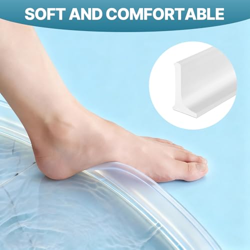 Mwizbyot 39 Inch Shower Threshold Water Dam, Transparent Self-Adhesive Silicone Shower Door Bottom Seal, Collapsible Barrier Stopper for Bathroom Floor, Kitchen Sink and RV by Mwizbyot - Image 4