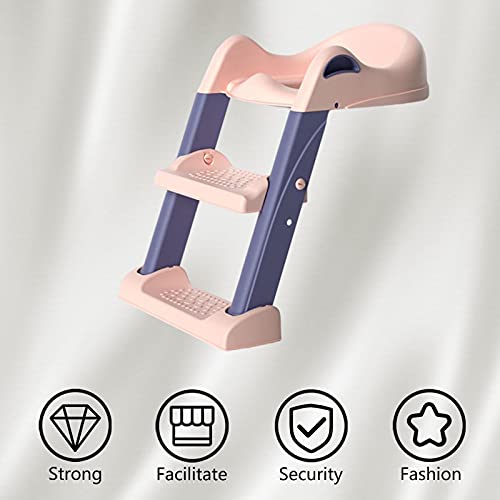 Kindertoiletstoel met trap, ladder, antislip, potje trainingsstoel met zacht PU-kussen, opvouwbare toilettrainer… - Afbeelding 6