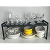 Expandable Cabinet Shelf Organizer 16-26 L Stackable Kitchen Counter Shelf Rack Sink Riser Countertop Storage Black (Normal 7.9D)