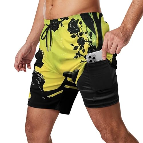 Girl Reading Book Mens Swim Trunks with Quick-Drying Lining Beach Shorts for Outdoor Sports2