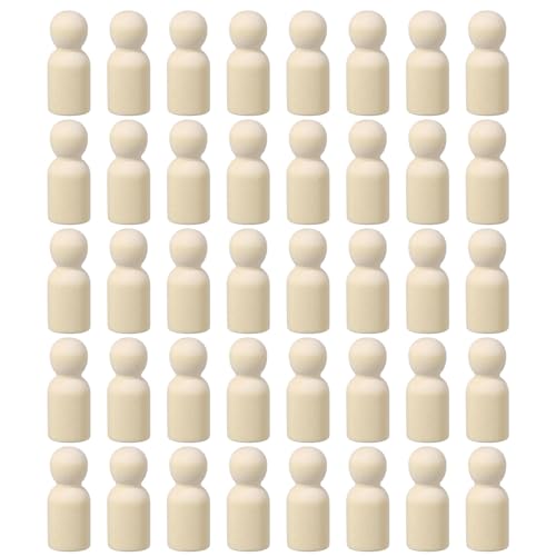 sourcing map 100 Pack Wood Peg, 1.5 Inch Boy-Shape Wooden Peg People, Unfinished Wooden Peg People Bodies Figures for DIY Art Craft Painting