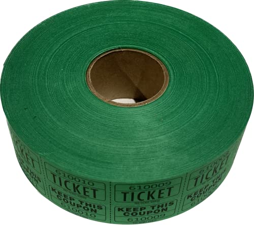 The Ticket Guru-Large Number Raffle 50/50 Tickets-2000/Roll (Green) #TOP1