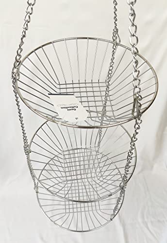 3 Tier Round Hanging Kitchen Chrome Basket Bowl Heavy Duty Organizer Basket Bowl Multipurpose Detachable Design Wire With Metal Ceiling Hook Countertop Organizer Vegetables Fruits Plants Bowl Basket #TOP5