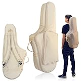Capa Top Super Luxo Bag para Sax Tenor Acolchoada Impermeável Semi Case Bege Profissional Resistente Bolsa Estojo Reforçado com Alça Mochila Proteção Total para Saxofone Tenor