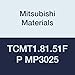 Mitsubishi Materials TCMT1.81.51FP MP3025 Coated Cermet TC Type Turning Insert with Hole, General Cutting, Triangular, Grade MP3025, 0.016" Corner Radius, 0.219" IC, FP Breaker, 0.094" Thick