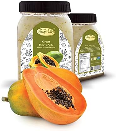 ANAAJ VALLEY Papaya Paste - 350g Green Papaya Meat Tenderizer Paste - Natural Food Papaya Puree Cooking Paste - Papaya Fresh Fruit Powder For Flavorful and Tender Meat Marinade – Fresh & Delicious