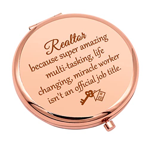 Mwphuy Realtor Gifts for Women Closing Gifts for Realtor Appreciation Gift Folding Makeup Mirror Thanks You Gift Compact Makeup Mirror for Real Estate Agent Salesperson New Realtor Broker
