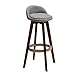 Tabouret de bar Luxe Bar Tabouret Cuisine Pub Petit Déjeuner À Manger Chaise Compteur De Cadre En Bois Massif Rotatif Siège Lavable Max Charge 120 kg (Couleur : Gray, taille : 63cm)