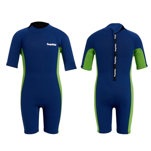 Gogokids Shorty Neoprenanzug Kinder, 2,5mm Neoprenanzüge Rückenreißverschluss Kleinkinder Kurze Nassanzüge, Komfort & Wärme für Schwimmen, Schnorcheln und Surfen, Alter 2-8